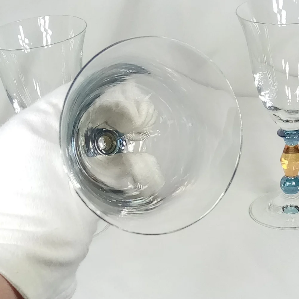Set Of 3 Mikasa Estate Clear Amber Wine Glass Goblet